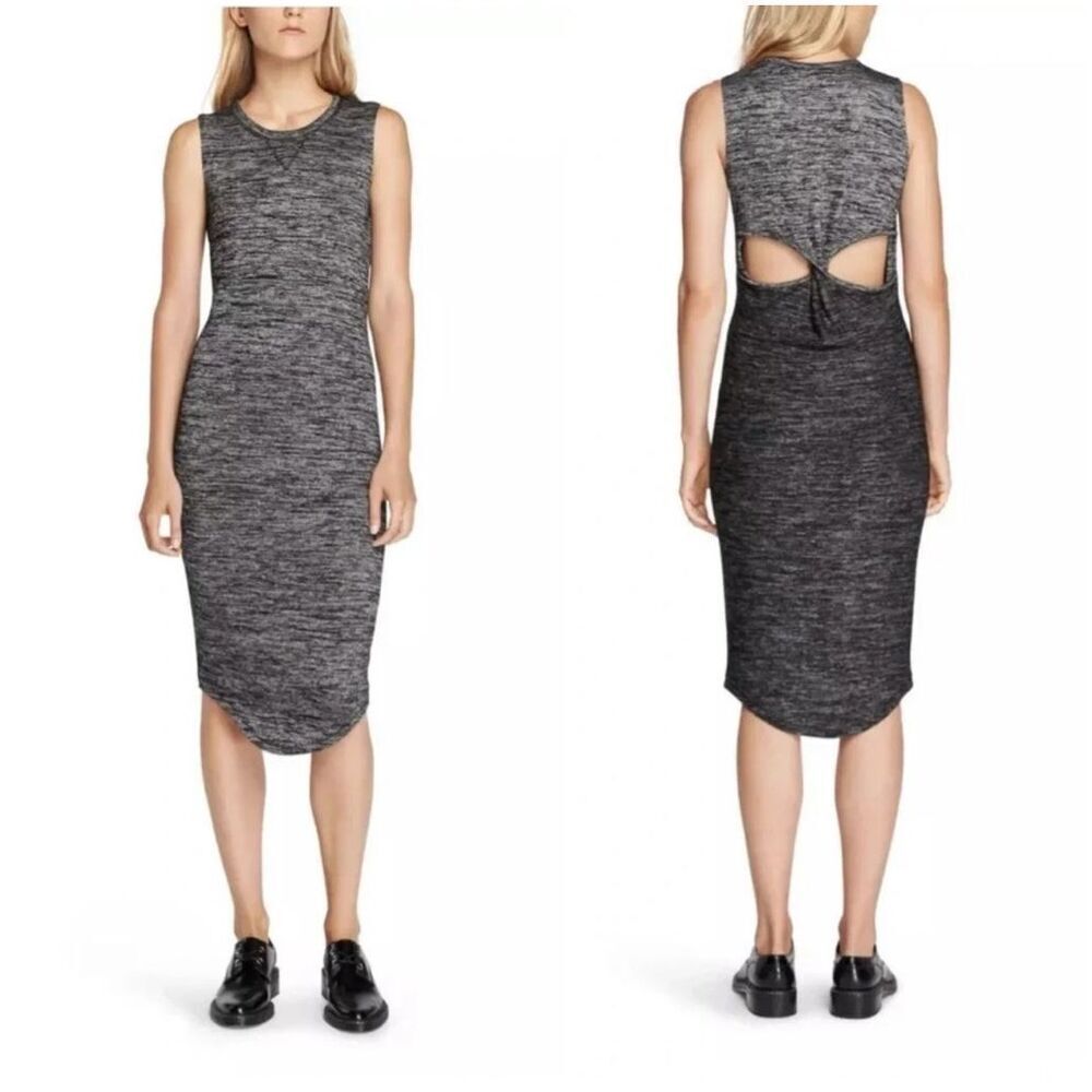 RAG & BONE BLACK HEATHER CUTOUT TWIST BACK SLEEVELESS DRESS SIZE SMALL